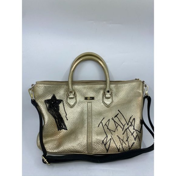 COLE HAAN Tote Bag Gold Customized w Graffiti - Picture 4 of 15